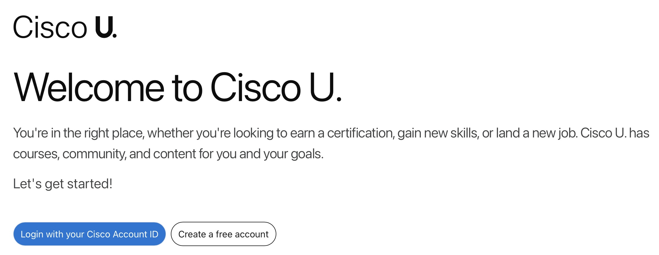 Cisco U. Welcome